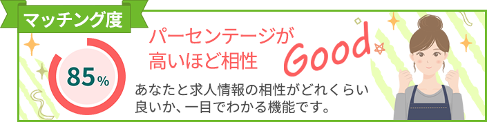 マッチング度であなたと求人情報の相性がわかる！